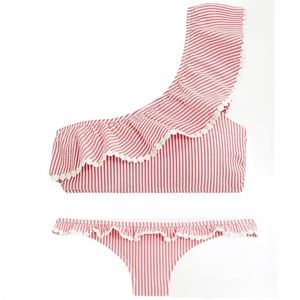J.Crew One Shoulder Surf Hipster Bikini Seersucker